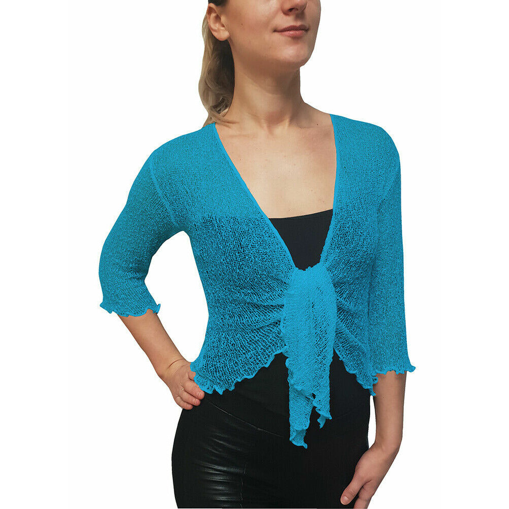 Knitted Shrug Cardigan - Turquoise