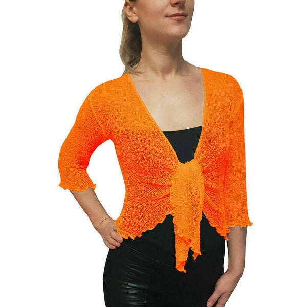Knitted Shrug Cardigan - Orange