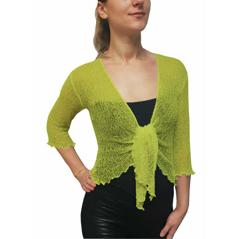 Knitted Shrug Cardigan - Lime
