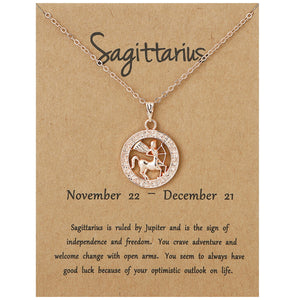 Sagittarius Round Necklace - Rose Gold