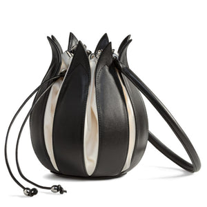 By-Lin Tulip Leather Bag - Black/White